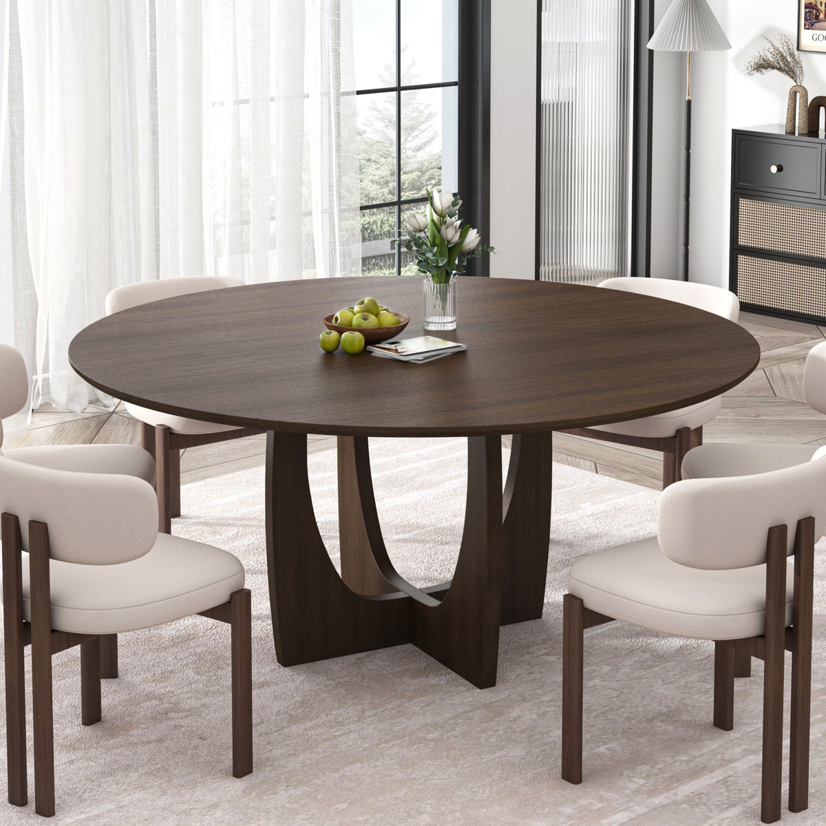 Latitude Run® 30"H Round Wood Dining Table Kitchen Table with Cross ...